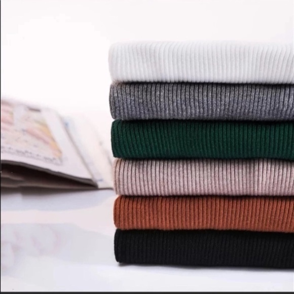 Charcoal Grey Mock Neck Turtleneck Ribbed Sweater - Picture 5 of 6